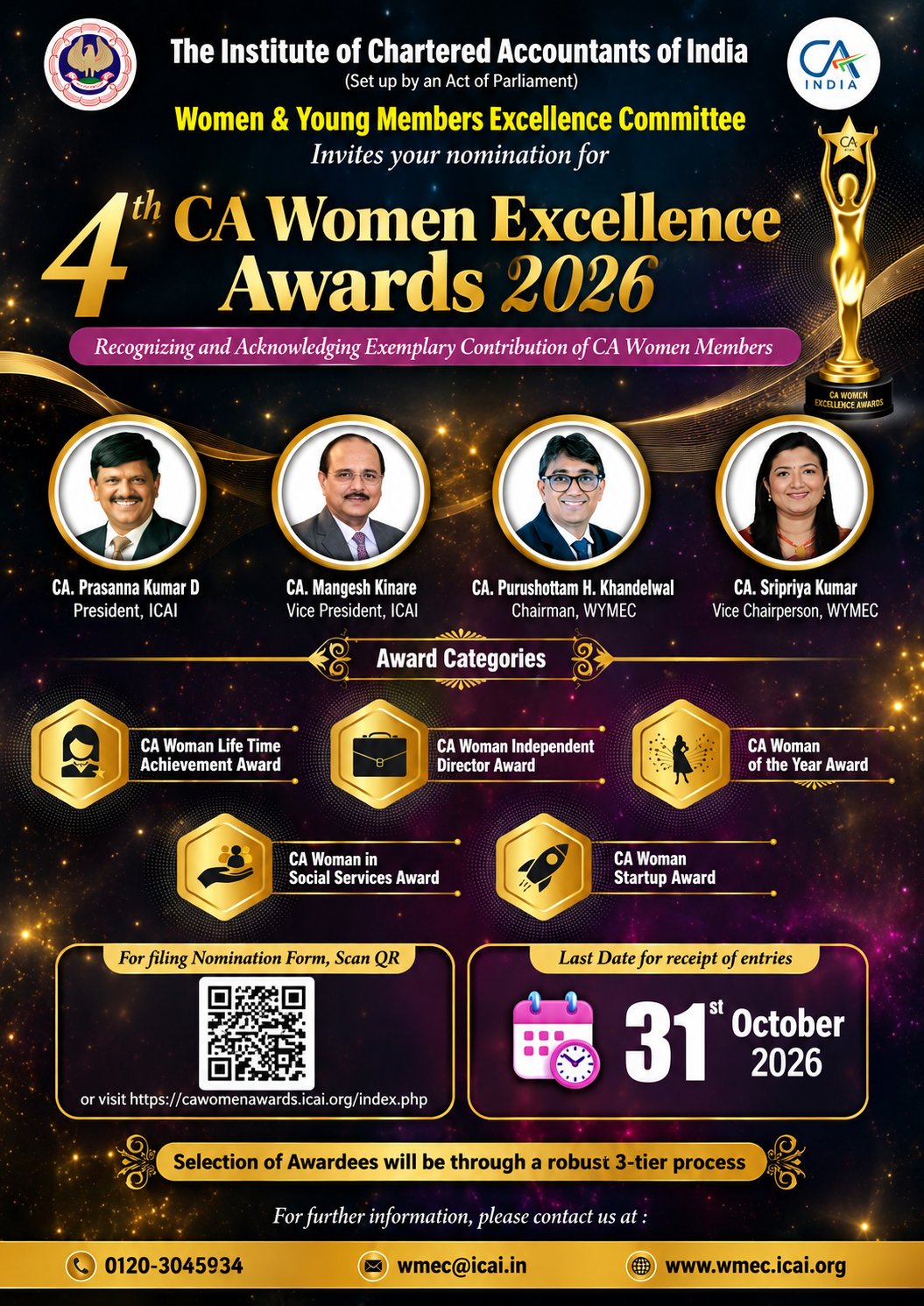 4th CA Women Excellence Awards organised by Women & Young Members Excellence Committee of ICAI