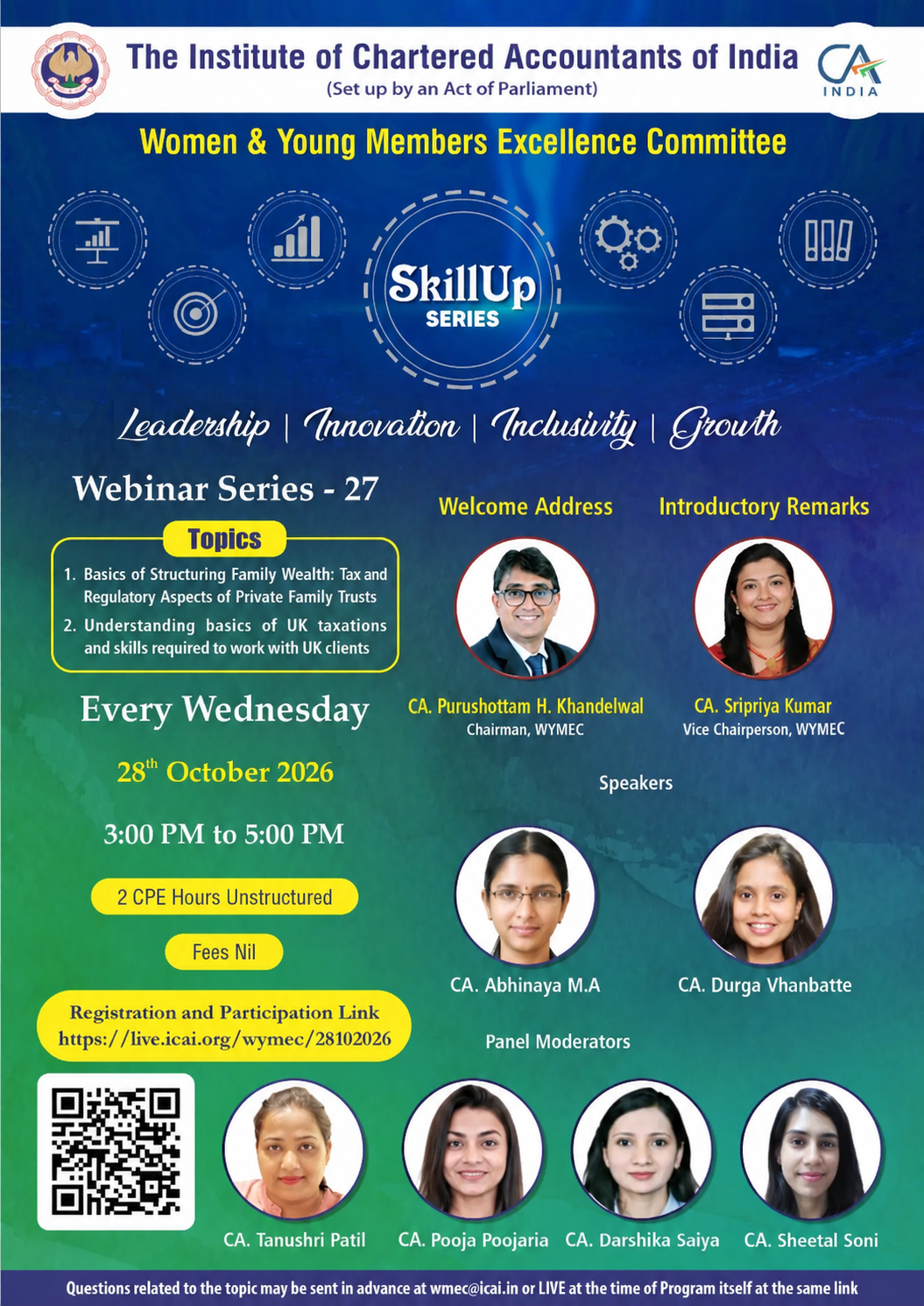 "Live Webinar "Skillup Knowledge Webinar Series-27"on Basics of Structuring Family Wealth : Tax and Regulatory Aspects of Private Family Trusts & Understanding basics of UK Taxations and Skills Required to Work with UK Clients on 28th Oct 2026 (Wednesday) from 3 PM to 5 PM"