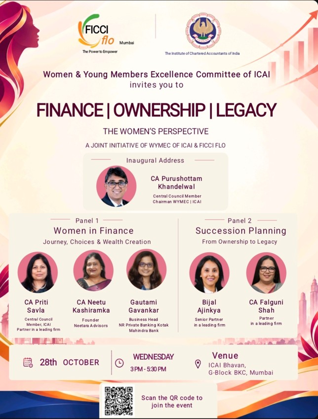 Finance | Ownership | Legacy - The Women's Perspective organised by Women & Young
Members Excellence Committee