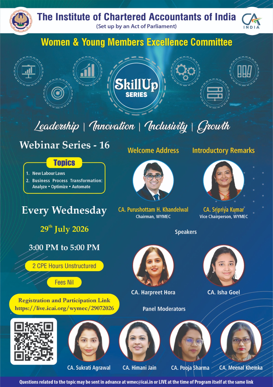 "Live Webinar "Skillup Knowledge Webinar Series-16"on New Labour Laws & Business Process Transformation: Analyze • Optimize • Automate on 29th July 2026 (Wednesday) from 3 PM to 5 PM"