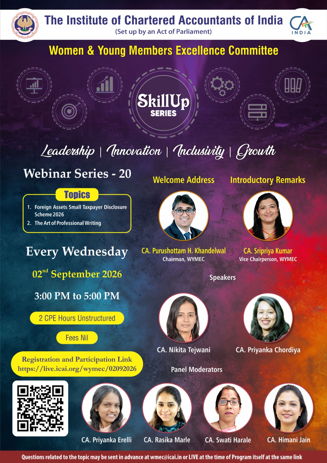 "Live Webinar "Skillup Knowledge Webinar Series-20"on Foreign Assets Small Taxpayer Disclosure Scheme 2026 & The Art of Professional Writing on 02nd Sept 2026 (Wednesday) from 3 PM to 5 PM"