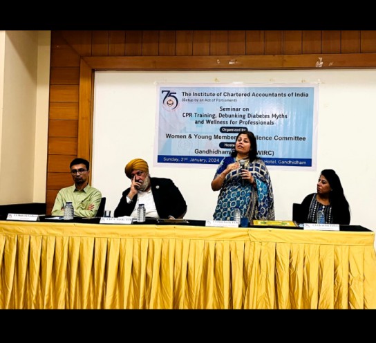 WYMEC organises Seminar on Work Life Balance and Professional Opportunities for CAs- Hosted by Gandhidham Branch of WIRC of ICAI on 21st January 2024.